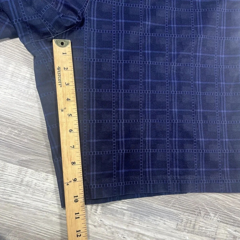 Adidas Shorts Mens 40 Blue Plaid Chino Flat Front Bermuda Golf Logo‎